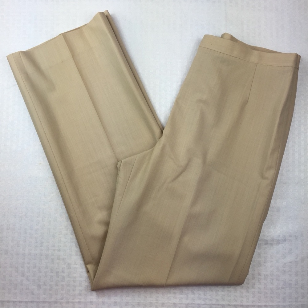 Lafayette 148 Beige Wool Blend Wide Leg Pants